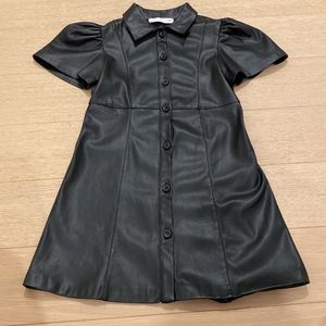 Zara girls Faux leather dress black size 7